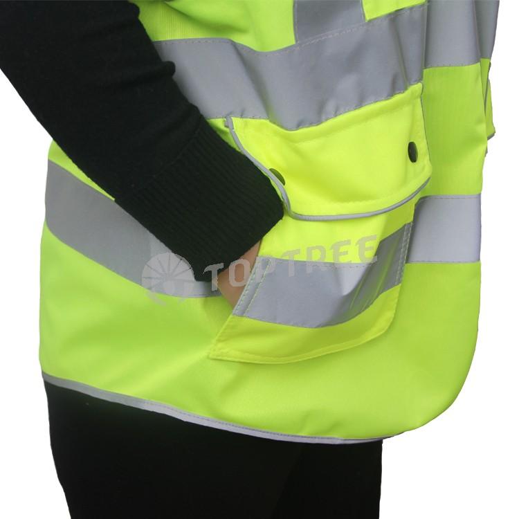 Toptree New Design Front Safety Vest With Reflective Strips Pockets