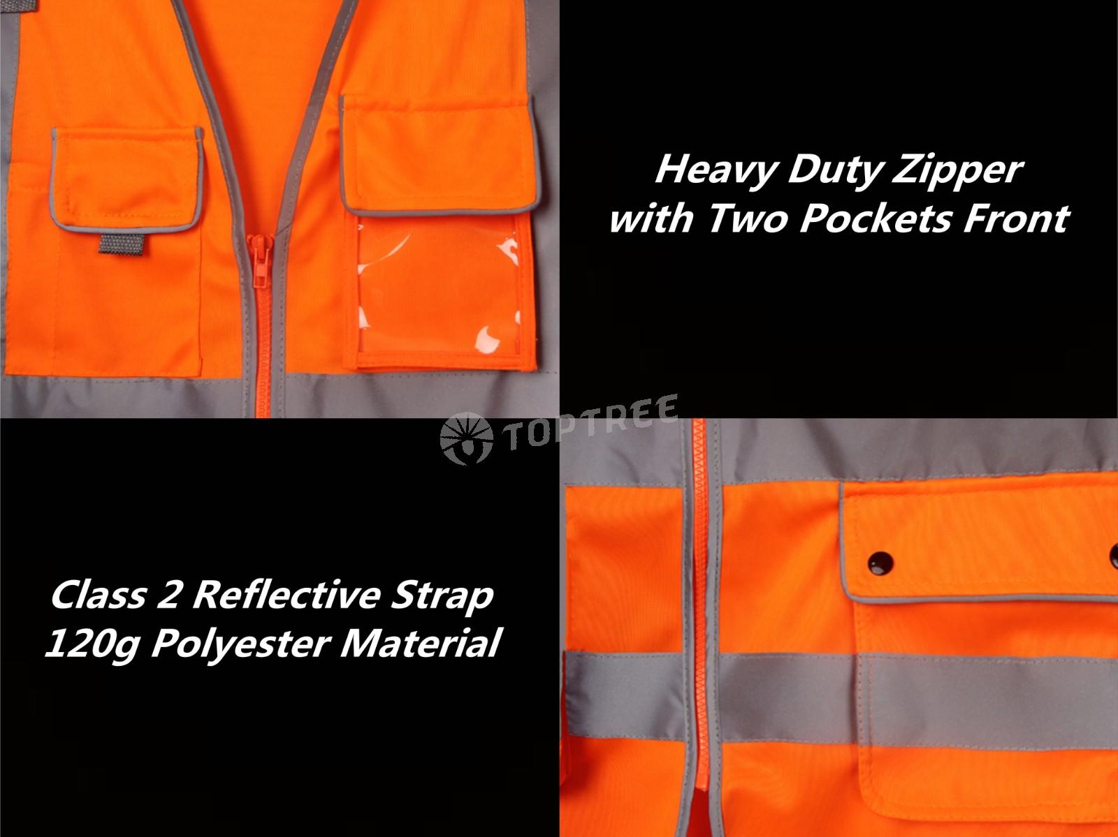 High Visibility Safety Jacket Front Safety Reflective Vest Workwear Construction Shirt