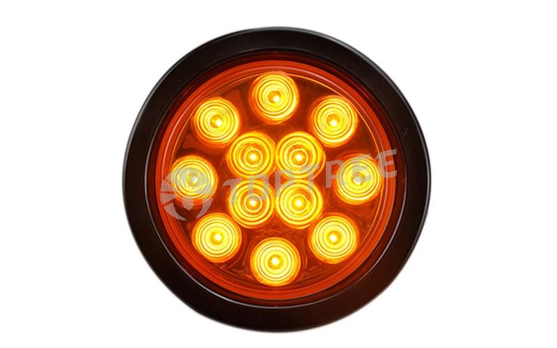 Amber 12 LED 4 Inch Round Truck Trailer Brake Stop Turn Tail Lights