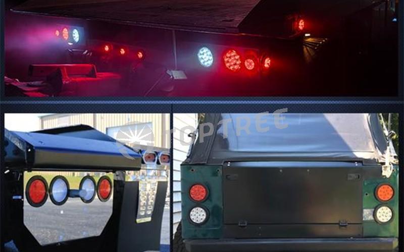 24LEDs Trailer Truck Round Rear Tail Light Waterproof Indicator Turn Signal Brake Reverse Lamp
