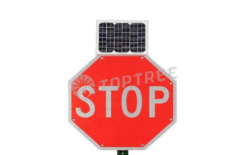 Toptree Solar Stop and Warning Signs With Flashing LEDs 