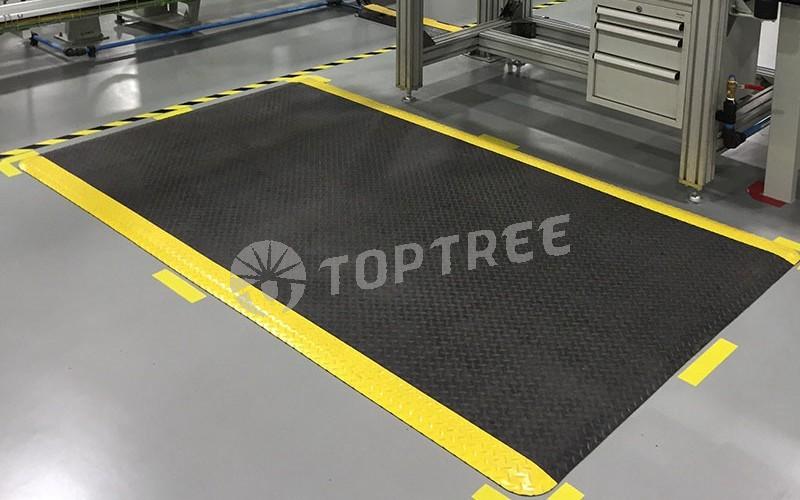 TOPTREE Industrial Black and Yellow Anti Fatigue Mats PVC Anti Slip Mats Warehouse Floor Mats