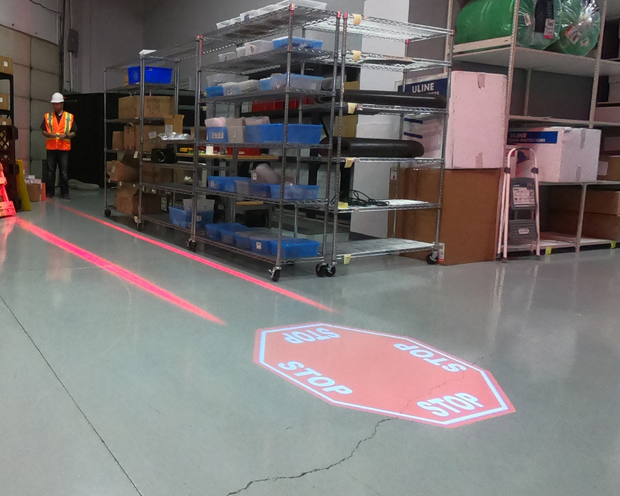 virtual floor signs and line lasers